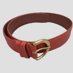 WOMEN'S SIZE SMALL COACH COWHIDE LEATHER AND BRASS BELT CORAL